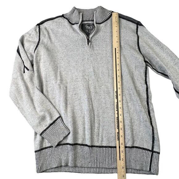 BKE Mens 1/4 Zip Sweater Size Medium Gray Athletic Fit Mock Neck Ribbed Cuff - Picture 8 of 10